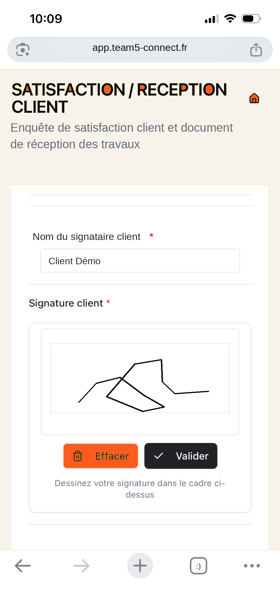 Réception client
