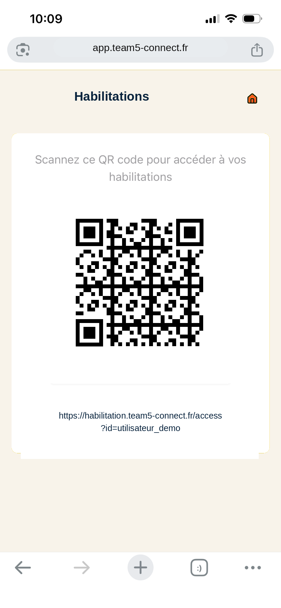 Habilitations accessibles via QR code sur l'application mobile
